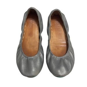 Tieks Metallic Pewter Leather Ballet Flats Size 8